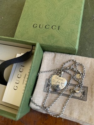 100 % echt Gucci ''Blind for Love'' Herz Halskette Sterlingsilber Punzen. 