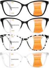 4 Pack Progressive Multifocus Reading Glasses for Women Men Blue Light Blocking