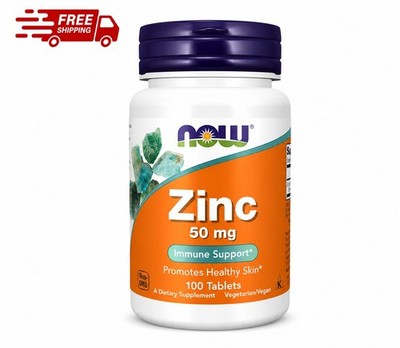 NOW Foods Zinc Gluconate 50 mg 100 Vegan Tablets Immune System Support