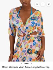 Miken Women's Swimsuit Cover-Up Dress Tunic, Size XL Multi-Color, Elastic Waist