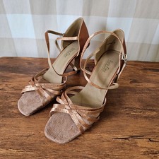 Very Fine Latin Ballroom Dance Shoes Women's Size 10 Copper Strappy Heels
