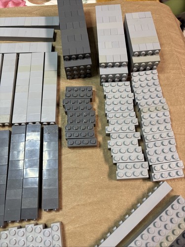 658 Piece Lot Lego Bricks Only 1x2 1x3 1x4 1x6 1x8 1x10 1x 12 Light Dark Gray - Picture 8 of 8