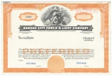 Kansas City Power and Light Company. Stock Certificate.