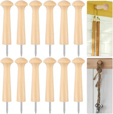 12PCS Wooden Shaker Peg Hooks Coat Pegs, 2.9 Inch Wall Mounted Screw-On Hooks wi