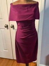 VINCE CAMUTO Size 4 Plum Off Shoulder Ruched Sheath Cocktail Dress