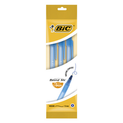 3086123307773 BIC Round Stic Classic długopis niebieski opakowanie 3 sztuki BIC