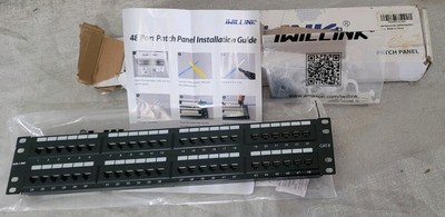 48-Port Cat6 Patch Panel, 10Gbps RJ45 Keystone Network Panel for Rackmount