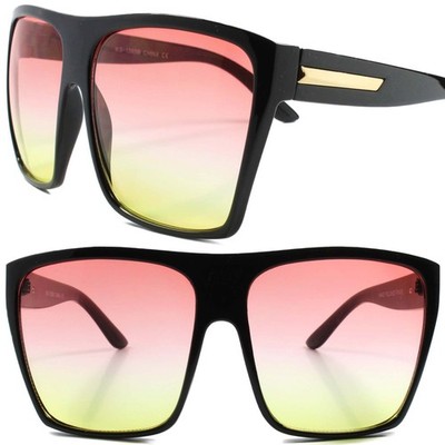 Large Oversized Swag Hip Hop Rapper DJ Gangster Pink & Yellow Lens Sunglasses