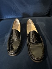 Cole Haan Women  s Black Patent Leather Slip On Loafers - 8