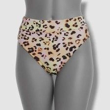 Bar III Women's Orange Animal-Print High-Waist Bikini Bottom Swimwear Size: M