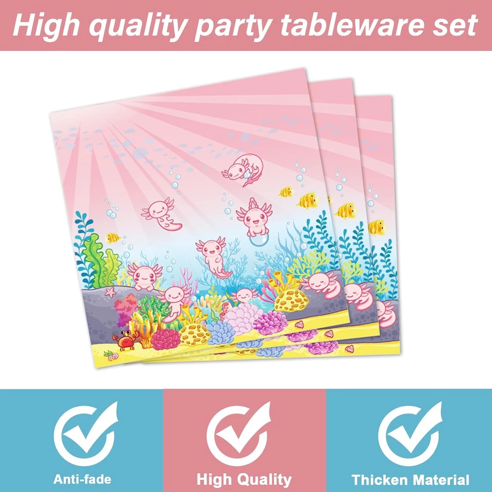 200 Piezas Platos y Servilletas Axolotl Decoraciones Fiesta Reptiles Animales Vajilla Se Foto 3 de 4