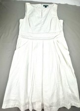 Lauren Ralph Lauren White Textured Fit & Flare Dress Women's 16 Sleeveless