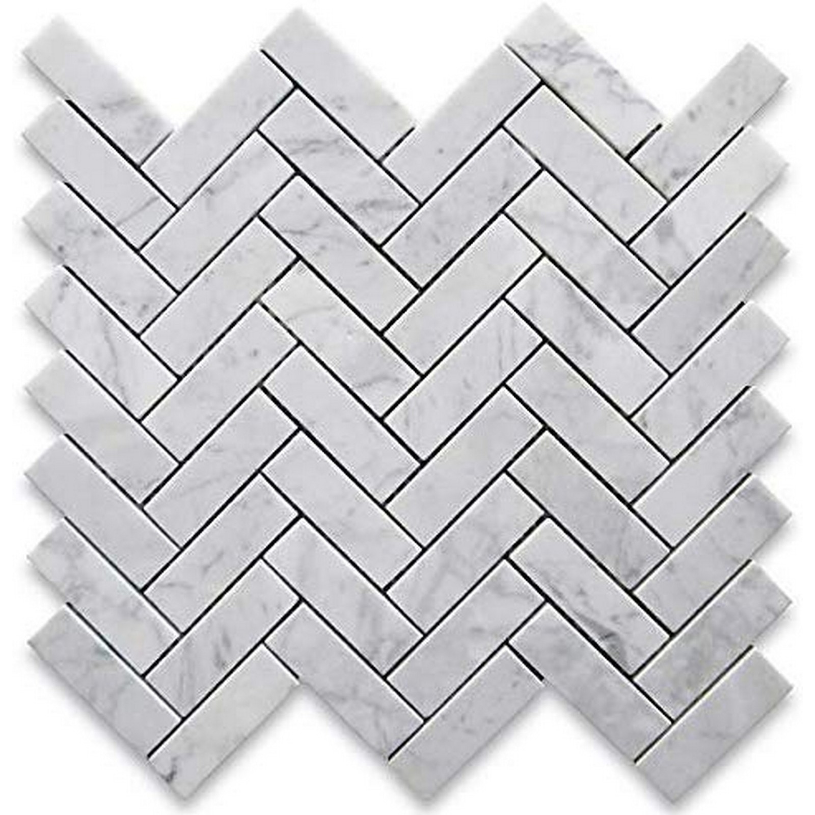 Carrara marble herringbone mosaic backsplash tile 12x12 10pc