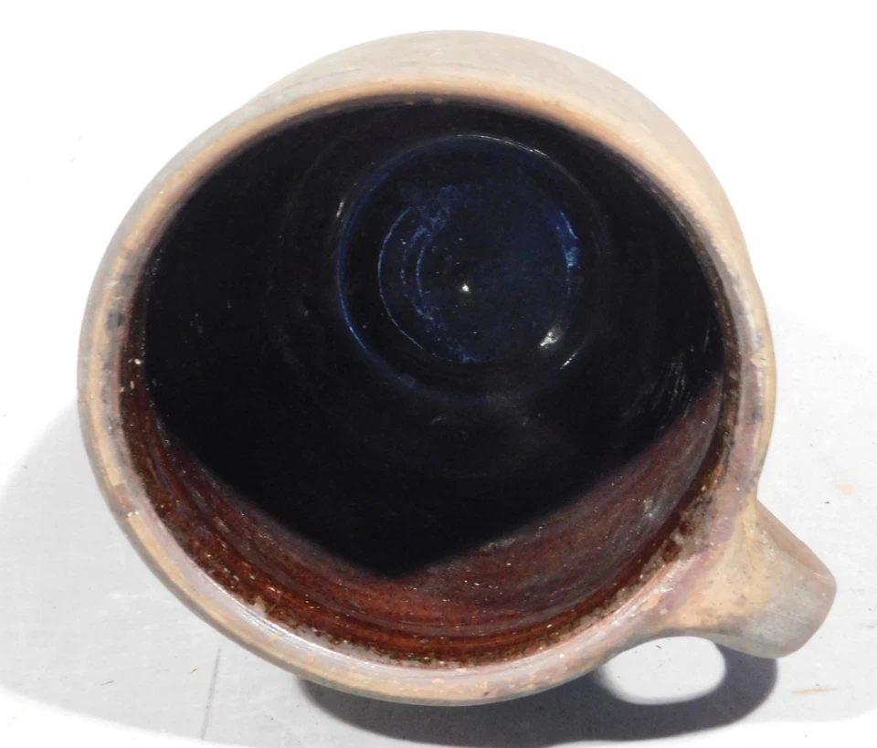 Antique redware storage crock bean pot glazed 18th 19th c PA thunder cup mug - Image 4 of 4