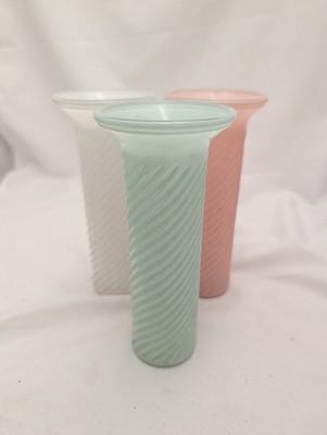 Vintage hohe Knospen Dreh Vase Pastell X3 Glas