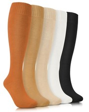 YSense Warm Knee High Socks Medium Tall, Black Orange Beige White Offwhite