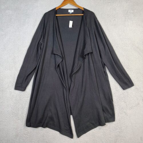 Old Navy Cardigan Womens 3X Plus Black Knit Open Front Long Sleeve Lagenlook NWT