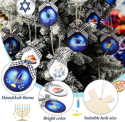 36 Pcs Hanukkah Ornament Chanukah Wooden Ornaments Set Hanukkah Jewish Dreidel J - Picture 7 of 7