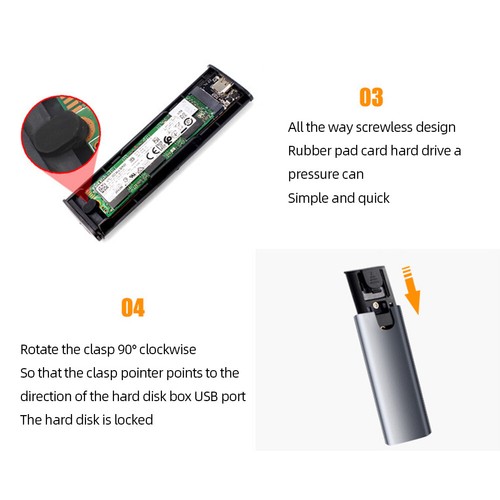 M.2 HHD Enclosure Type-C 3.1 for 2230/2242/2260/2280 SSD (NVME/NGFF 10Gpbs) - Afbeelding 11 van 12