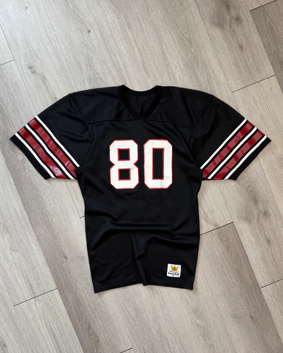Vintage Langley #80 Macgregor Sand-Knit Black/Red Football Jersey - Size Small - Picture 2 of 6