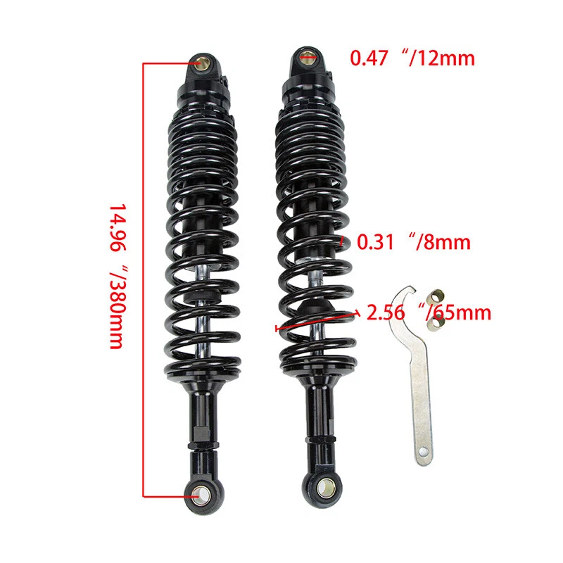 1 Par Amortiguador Universal Ajustable 380mm/14.96" Moto Para Kawasaki Foto 2 de 4