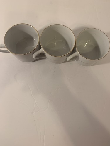 Gibson Wedding Double Ring Gold Plated Set Of 3 Coffee Tea Cups - Picture 2 of 3