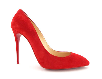 CHRISTIAN LOUBOUTIN Size ELOISE Red Suede Heels Pumps Shoes 37 1/2 