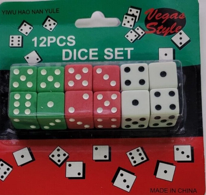 Кости в белом, красном, зеленом для настольных игр активности казино тема вечеринки сувениры 12 - Изображение 3 из 4