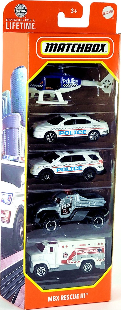 2024 Matchbox MBX Rescue III 🚔 POLICE 5-Pack Ford Police Interceptor