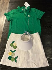 Liz Golf Damen weißer Rock & grünes Poloshirt kostenloser Schirmmütze Größe 4P