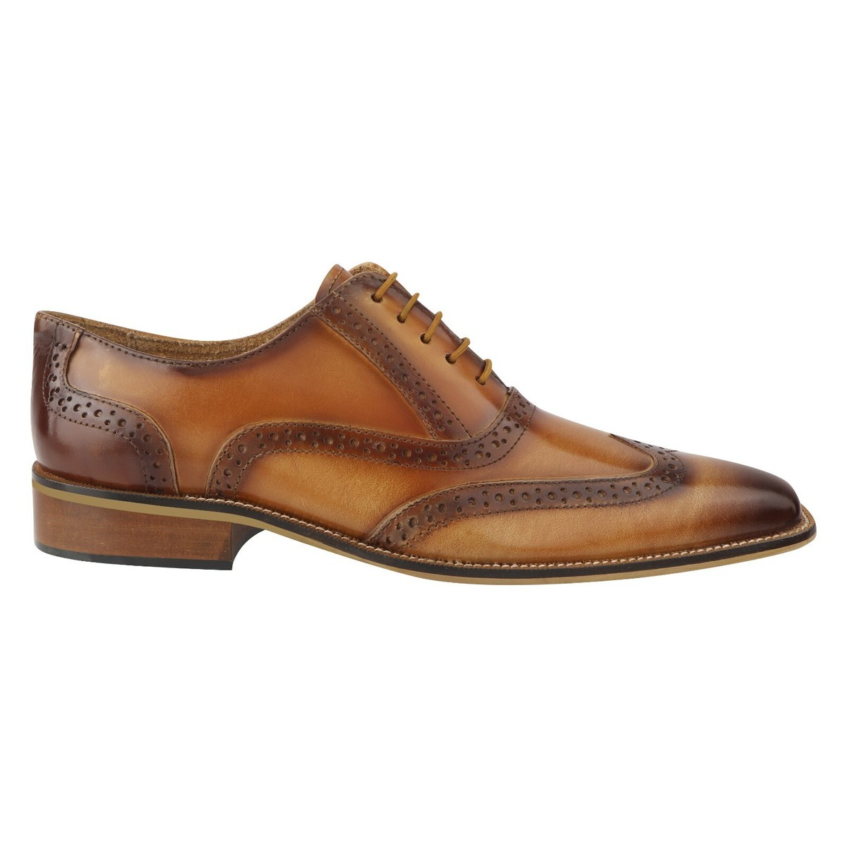 LIBERTYZENO Mens Genuine Leather Wingtip Brogue Classic 