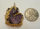 Vintage Raw Purple Amethyst Pendant Gold Tone 1980's Handmade — photo 4