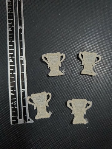 4 VINTAGE WHITE TROPHY CUP PATCH APPLIQUE CRAFT FREE SHIPPING - Picture 2 of 2
