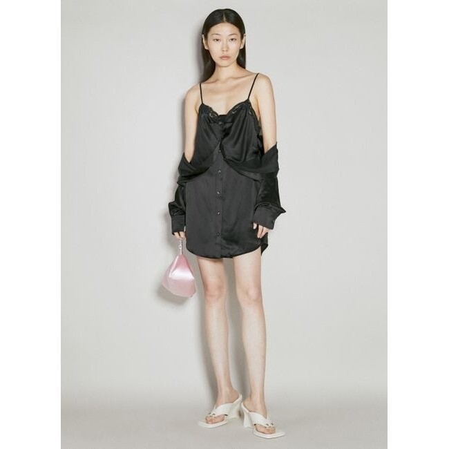 Alexander Wang Black silk Layered Button Down Dress With