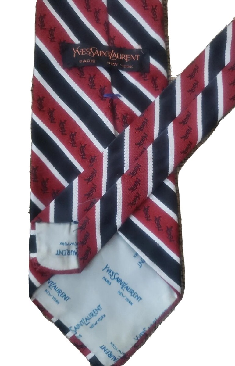 【関税&送料込み】Saint Laurent Tie VINTAGE YVES SAINT LAURENT TIE BLUE RED STRIPED | eBay