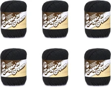 Lily  Sugar 'N Cream The Original Solid Yarn, 2.5oz, 100% Cotton - Black 6-Pack