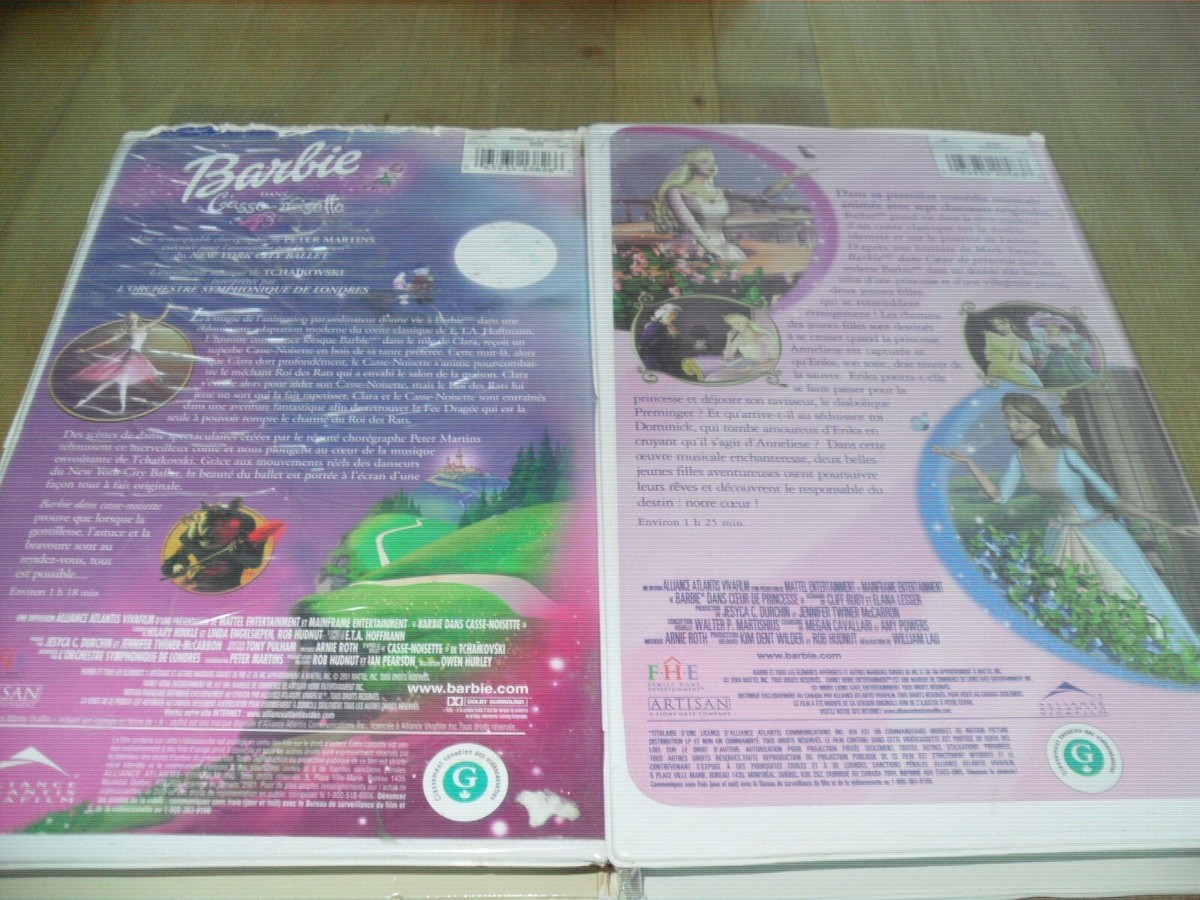 Barbie, VHS Movies Nutcracker and Princess Heart