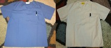 2 Pc Scrub Station Unisex Scrub Top With pocket Sand  Blue Sz M