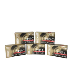 5 PACK Maxell TC-30 VHS-C Premium High Grade HGX-Gold VHSC Cassette Tapes NEW