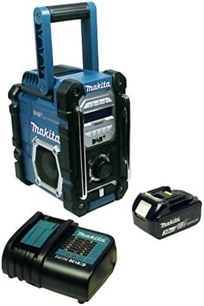 Makita DMR 112 Radio da cantiere con DAB+ e Bluetooth + batteria 3Ah e caricator