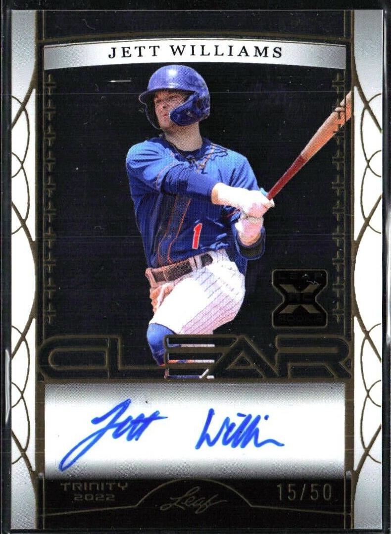 2022 Leaf Trinity - Clear Autographs Jett Williams #CA-SG1 Gold Foil ...