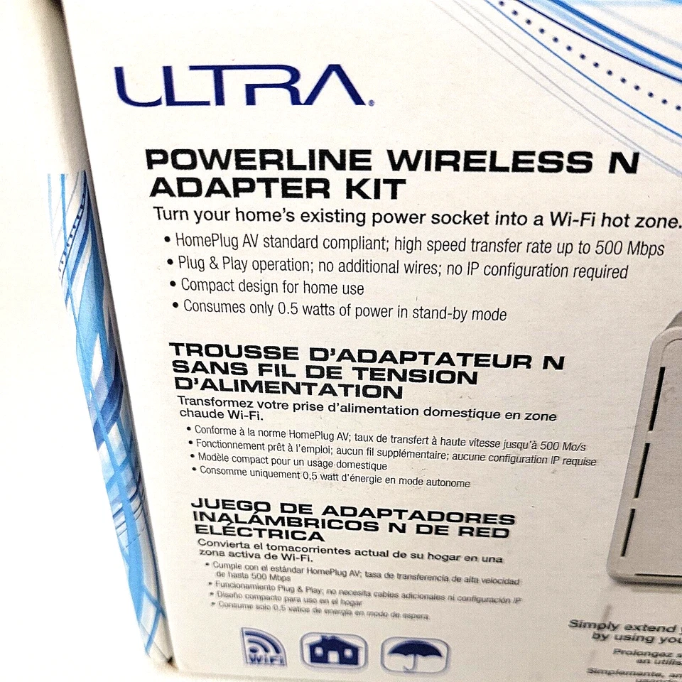 Ultra Powerline Wireless-N Adapter / 500Mbps Wi-Fi Range Extender Kit - Image 4 of 4