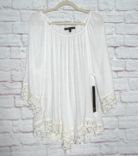 1X/2X/3X Nueva Blusa Túnica Blusa Campesina de Gasa Blanca Crujiente