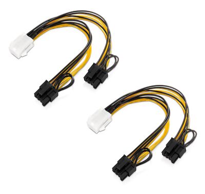 Grafikkarten-Stromadapter Y Stromkabel PCI-e 6-pin auf 2x 6+2-pin Stecker, 2 Stk