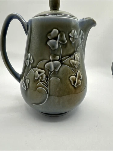 Vintage Wade Shamrock Irish Porcelain Tea  Coffee Pot Signed By James Borsey