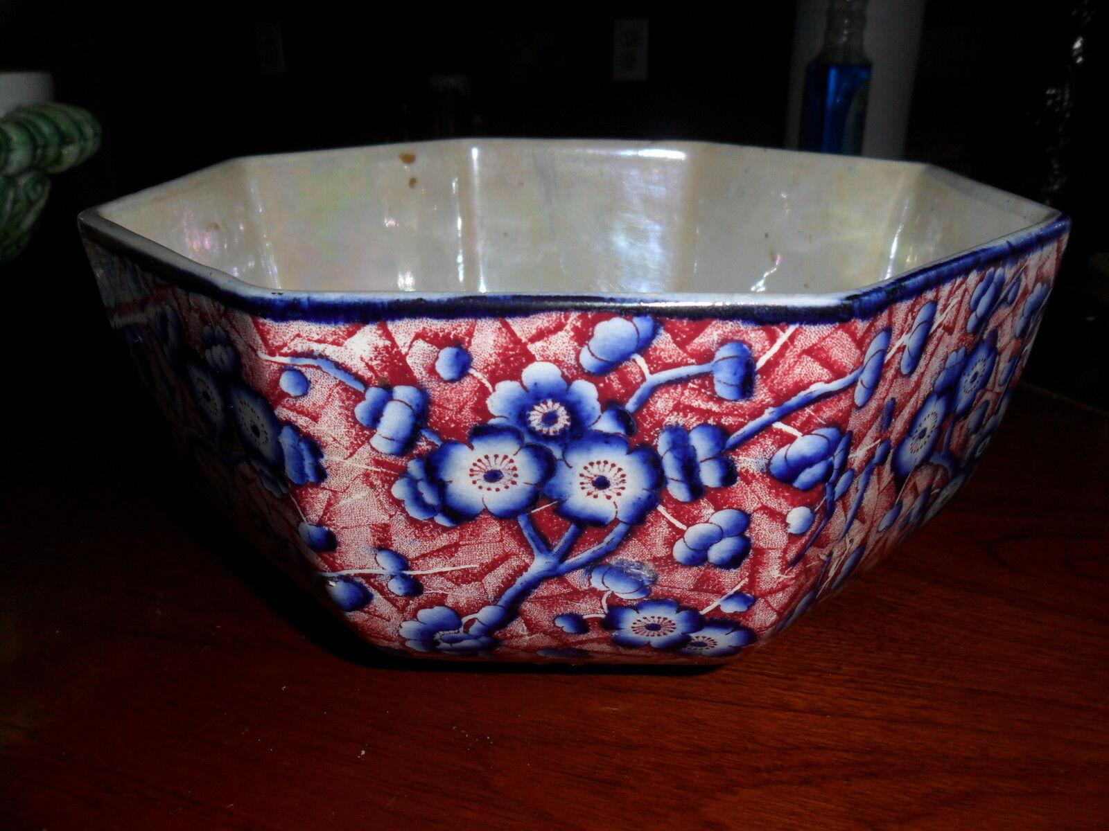 Stoke-on-Trent England antique majolica 8 sided bowl, floral pattern[8] Popularna wysoka jakość