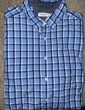 Mens Nautica Classic Fit Long Sleeve Blue Plaid Button Front Shirt XL - EUC