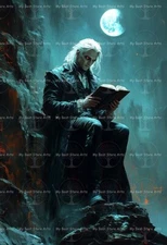 BOOK VAMPIRE ART PRINT, Bat Gothic Poster, Decor Horror, Vampiric Dracula D817