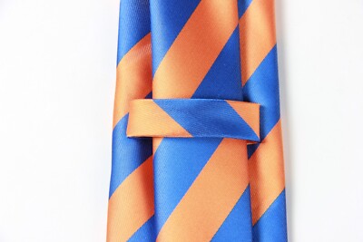 New Classc Strped Orange Blue JACQUARD WOVEN 100% Slk Men's Te Neckte | eBay