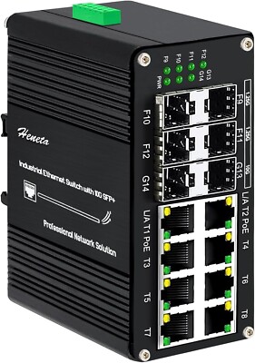 Hereta Industrial Switch 14 Port PoE + 8 Port 10/100/1000Base-T + 4 Ports 1.25